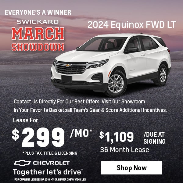 Lease for $299 per month for 36 mos. 2024 Equinox FWD LT